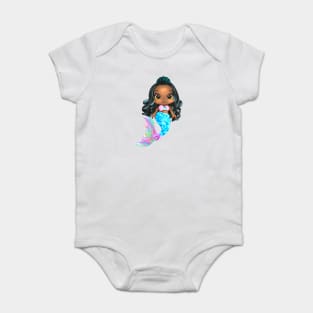 Black Mermaid, Black Girl Mermaid, African American Mermaid Baby Bodysuit